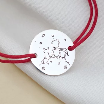 Kis Herceg Karkötő - 15 mm Érme - Sterling Ezüst - Állítható Méret - Különböző Színű Zsinór