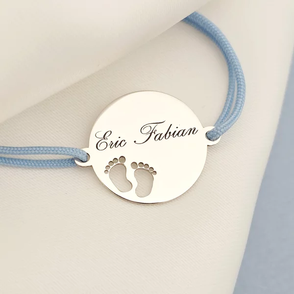 Kivágott lábas karkötő - Ezüst 925, piros zsinór