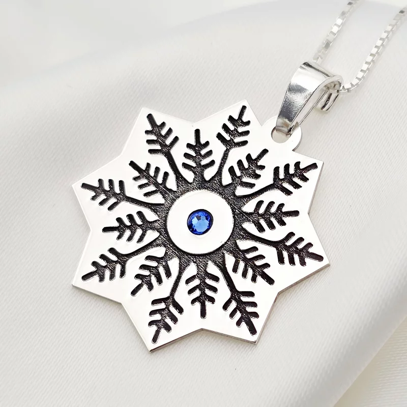 Lánc személyre szabott karácsonyi medállal - Hócsillag - Kivágott modell - 925 ezüst - Swarovski kristály