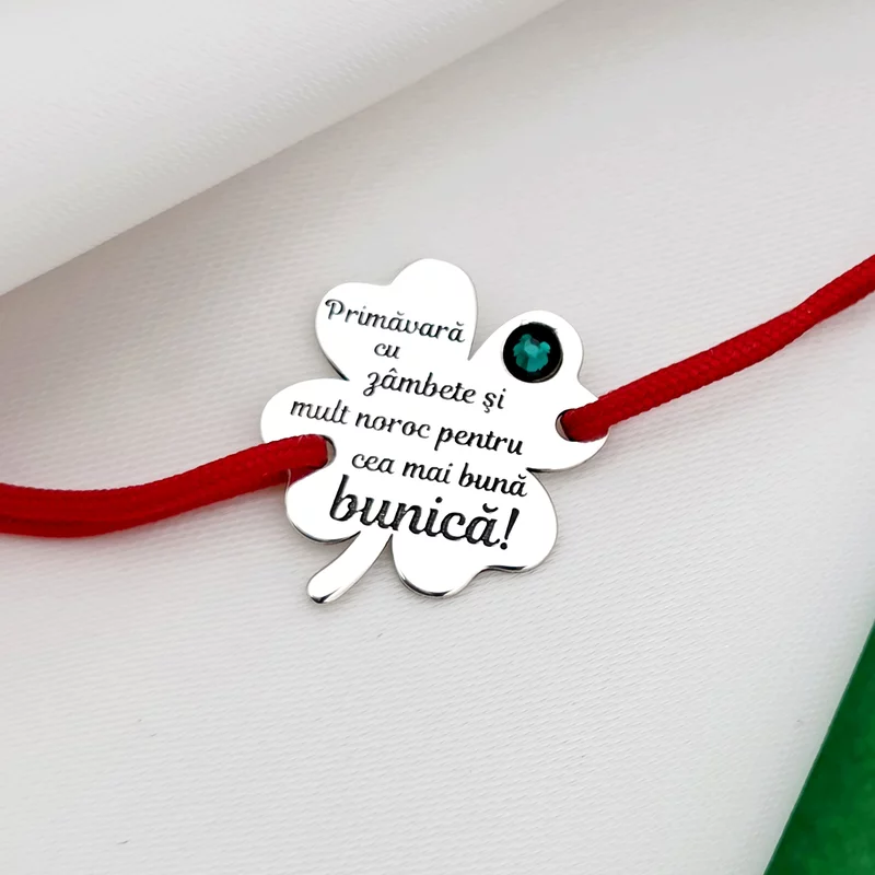 Ezüst karkötő Swarovski kristállyal - Mosolygó Tavasz - 925 Ezüst - Állítható zsinór, többféle szín