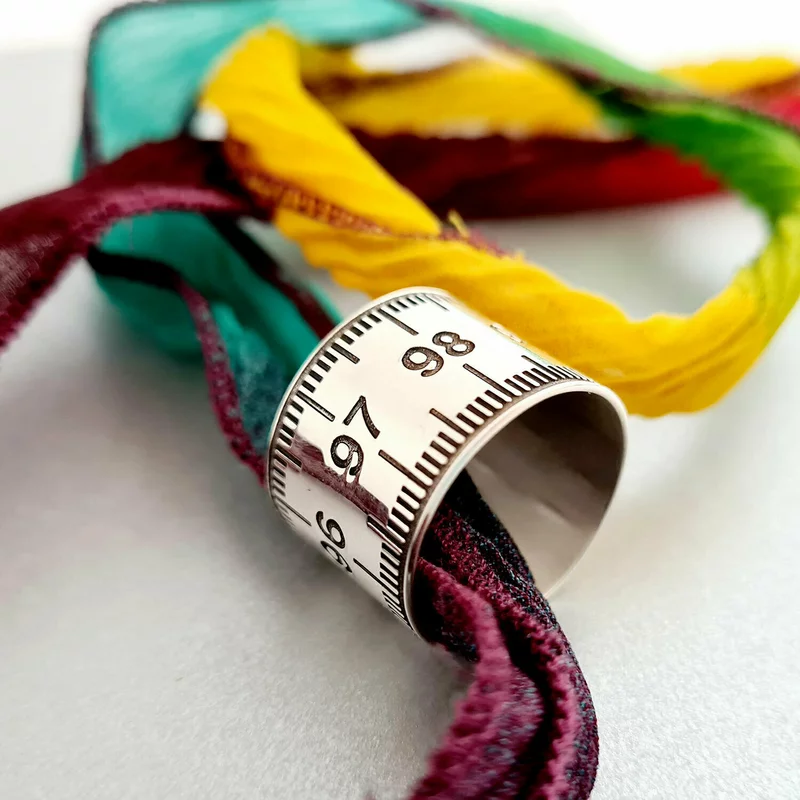 Mérőszalag gyűrű - Széles modell - Ezüst 925