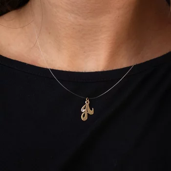 Monogramm Choker  Nyaklánc - 18K Sárga Aranyozott 925 Sterling Ezüst - Swarovski Kristály - Szilikon Lánc