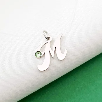 Monogramm medál szilikon szálon – 925-ös sterling ezüst – Swarovski kristály