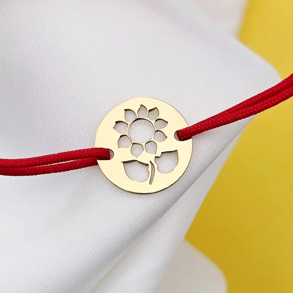 Ezüst Kivágott Napraforgó 18K sárga arany bevonattal és állítható zsinórral