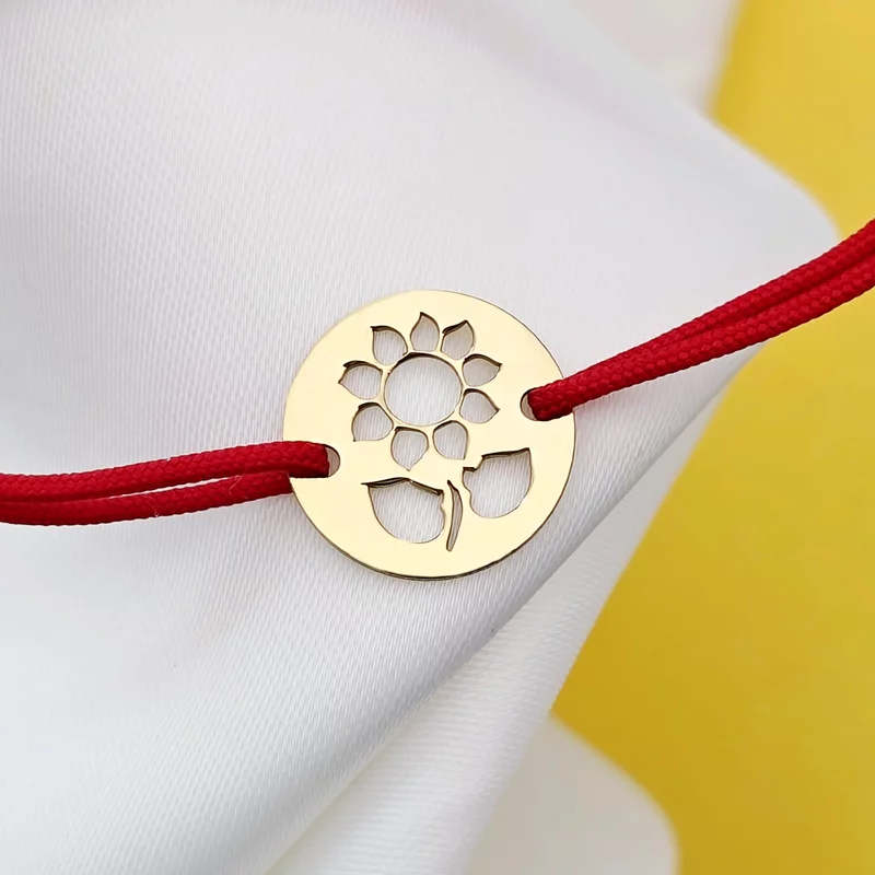 Ezüst Kivágott Napraforgó 18K sárga arany bevonattal és állítható zsinórral