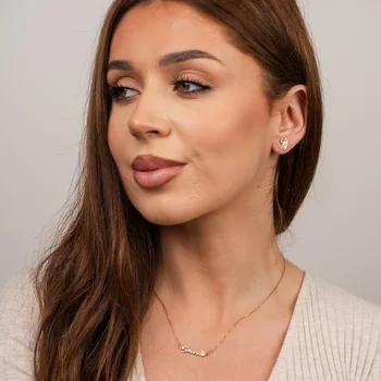 Név Nyaklánc - 925-ös Ezüst 18K Sárga Arany bevonattal - Természetes gyémánttal díszített bagoly