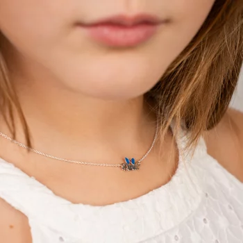 Név Nyaklánc - 925 Sterling Ezüst Névvel és Zománcozott Masnival - Körkapocs