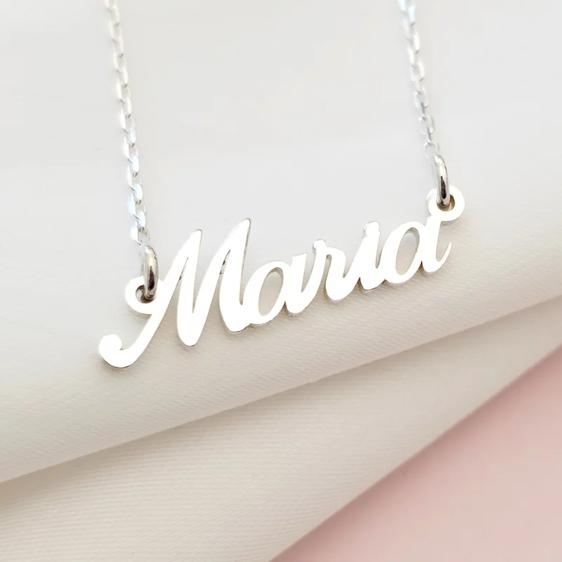 Név Nyaklánc - Dőlt Betűtípus - Sterling Ezüst 925