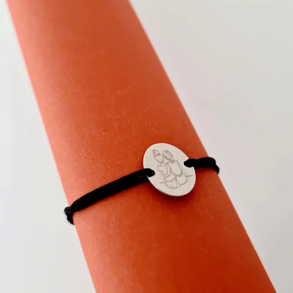 Nővér/Barátnő Érme Karkötő - 14K Fehér Arany - Állítható Zsinór