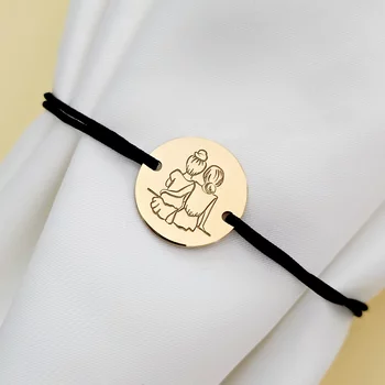 Nővér/Barátnő Érme Karkötő - 18K Sárga Aranyozott 925 Sterling Ezüst - Állítható Zsinór