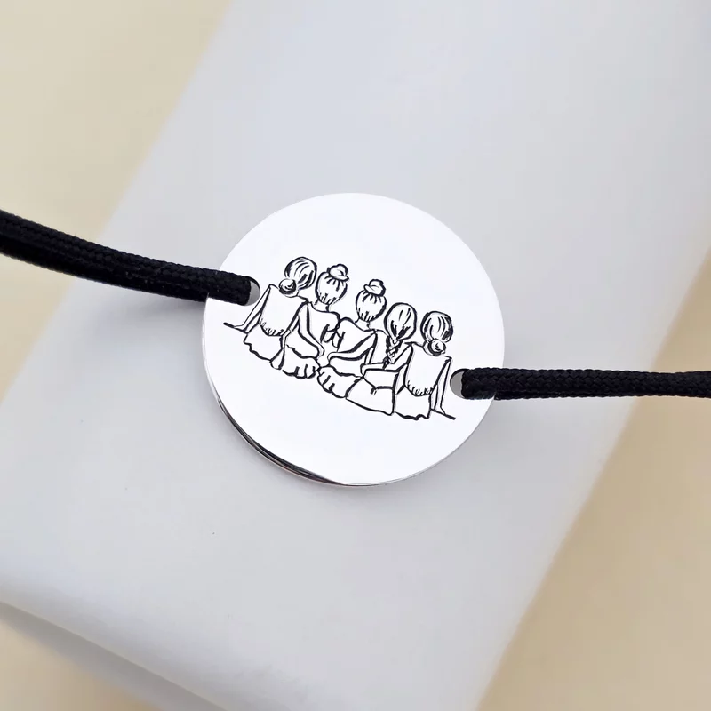 Nővér/Barátnő Érme Karkötő - 925 Sterling Ezüst - Állítható Zsinór