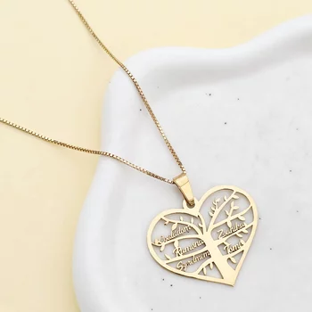 Nyaklánc Nevekkel- 4 Név - 18K Sárga Aranyozott 925 Sterling Ezüst - Körkapocs
