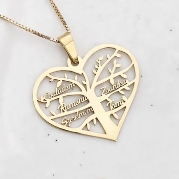 Nyaklánc Nevekkel- 4 Név - 18K Sárga Aranyozott 925 Sterling Ezüst - Körkapocs