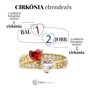 Összefont Sorsok – 2 Név és Cirkónia Kristály – 18K Sárga Aranyozott 925 Sterling Ezüst