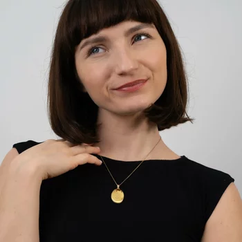 Ovális Fényképes Nyaklánc - Yin&Yang - Ezüst 925 - 18 K Sárga Arany bevonattal- Fehér Cirkónia