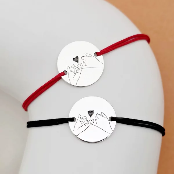 Páros Igéret Karkötő - Sterling Ezüst Érme - Állítható Zsinórral