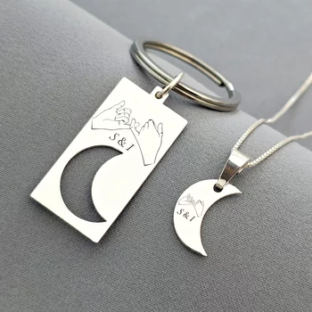 Ezüst Páros Kulcstartó és Nyaklánc Szett