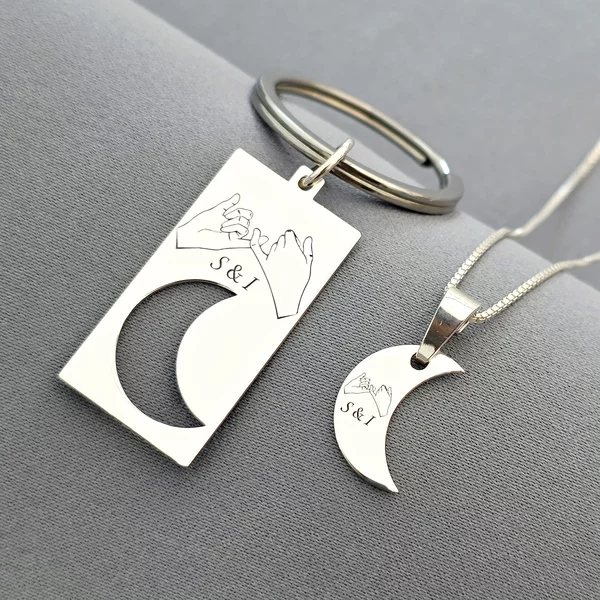 Ezüst Páros Kulcstartó és Nyaklánc Szett