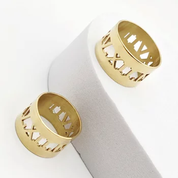 Páros személyre szabott gyűrűszett - Római Számok - 925-ös Ezüst 18K Sárga Arany bevonattal