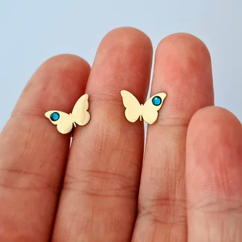 Pillangó Fülbevaló - 14K Sárga Arany - Swarovski Kristály - Stekkeres