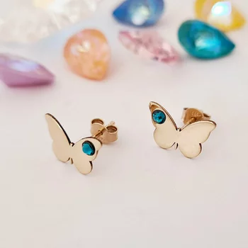 Pillangó Fülbevaló - 14K Sárga Arany - Swarovski Kristály - Stekkeres