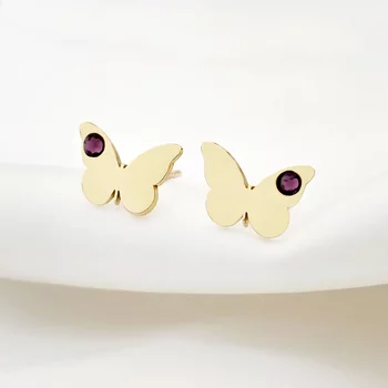 Pillangó Fülbevaló - 18K Sárga Aranyozott 925 Sterling Ezüst - Swarovski Kristály - Stekkeres
