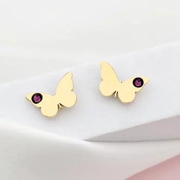 Pillangó Fülbevaló - 18K Sárga Aranyozott 925 Sterling Ezüst - Swarovski Kristály - Stekkeres