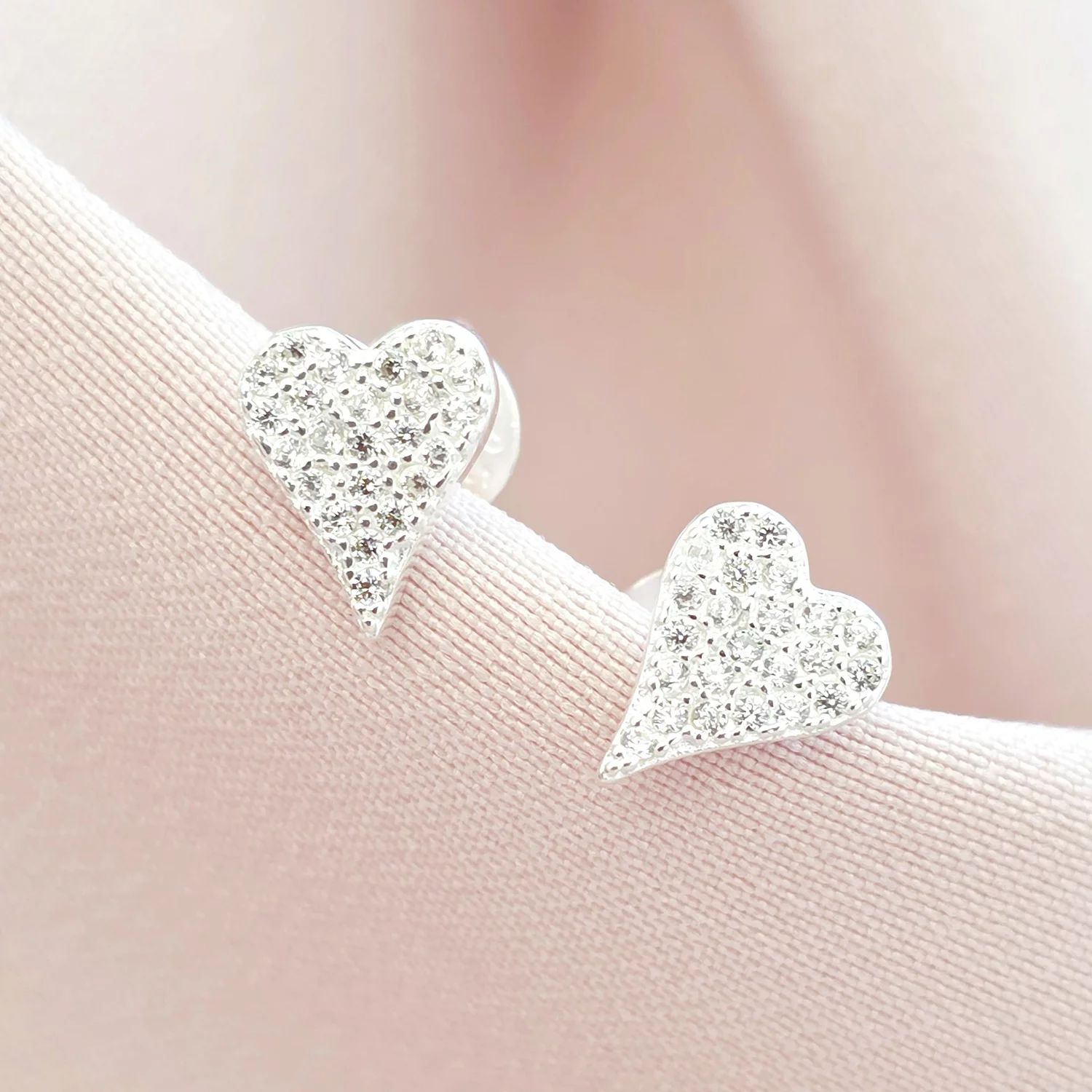 Sparkle Heart Fülbevaló - 925 Cirkónia Kövekkel - 925 Sterling Ezüst
