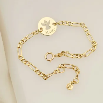 14K Kislány/Kisfiú Örzőangyal Karkötő lánccal