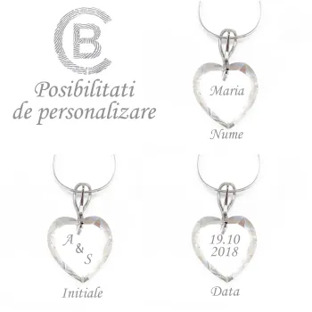 925 Ezüst lánc gravírozott szívvel Swarovski kristály medál - Aurora Borealis