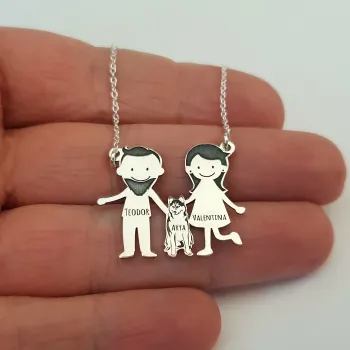 Családi lánc – 3 tag Huskyval – Ezüst 925