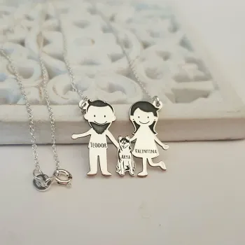 Családi lánc – 3 tag Huskyval – Ezüst 925