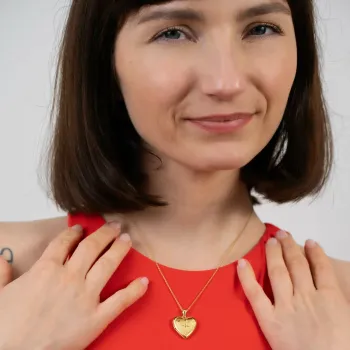 Fényképes  Szív Nyaklánc - Love Frame - Ezüst 925 - 18 K Sárga Arany bevonattal- Fehér Cirkónia