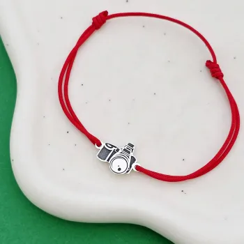 Fényképezőgép Karkötő - 925 Sterling Ezüst - Állítható Zsinór