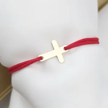 Kereszt Karkötő - 9K Arany - Állítható Zsinórral