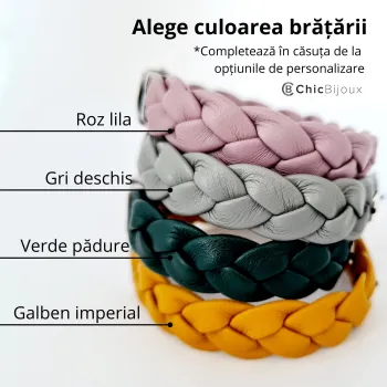 Széles Fonott Női Bőr Karkötő Ezüst Lemezzel