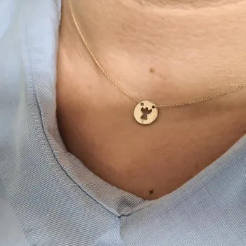 14K Kivágott Angyal Nyaklánc Gyémánttal