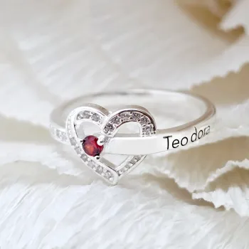 Un Amore gyűrű – 1 Névvel és Cirkónia kristályokkal – 925 Sterling Ezüst