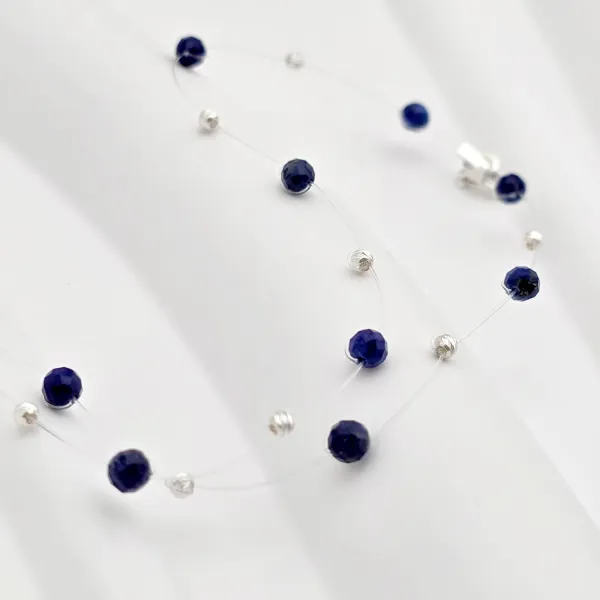 Choker Nyaklánc – Lapis Lazuli és 925 Sterling Ezüst Golyók