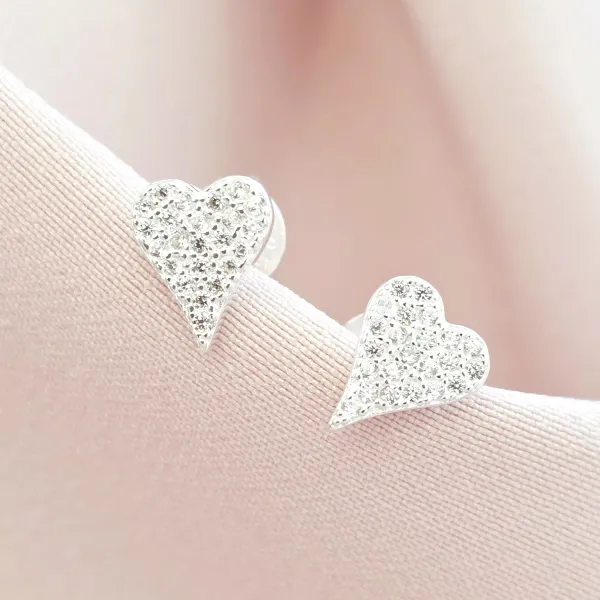 Sparkle Heart Fülbevaló – 925 Cirkónia Kövekkel - 925 Sterling Ezüst