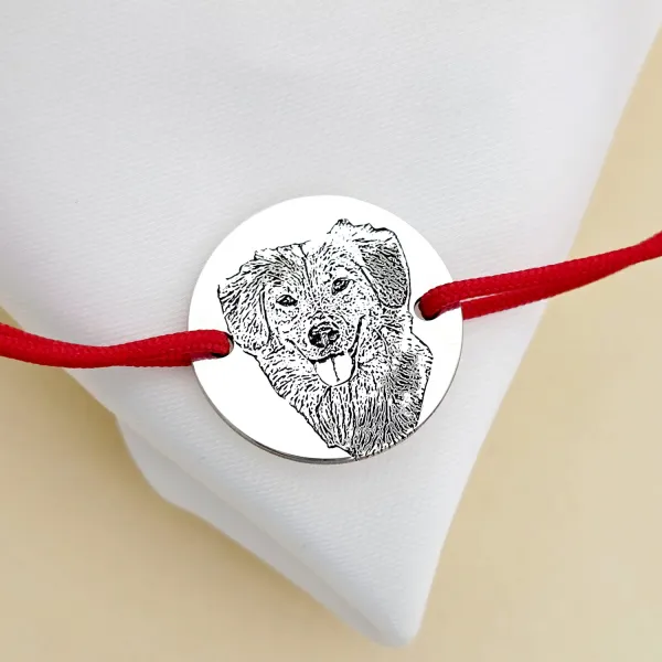 Gravírozott Fényképes Karkötő - Mindig Közel - 925 Sterling Ezüst - Állítható Zsinór