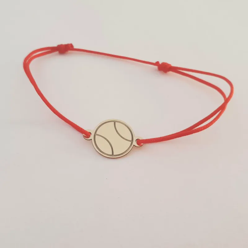 14K Teniszlabda Karkötő állítható zsinórral