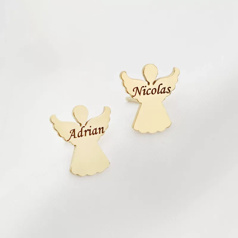 Angyal Fülbevaló - 18K Sárga Aranyozott 925 Sterling Ezüst - Stekkeres