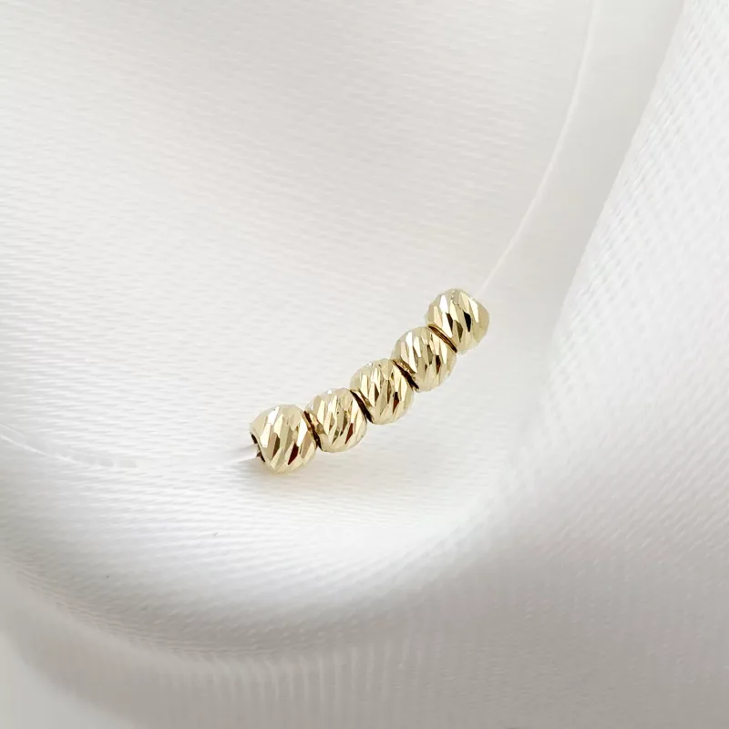 Choker 5 db 2 mm-es golyóval - 14K sárga arany - Szilikon lánc karabineres csattal