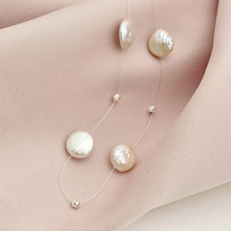 Choker Nyaklánc – Lapított Gyöngyökkel és 925 Sterling  Ezüst Golyók