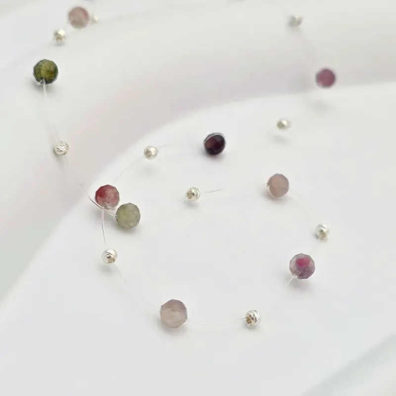 Choker Nyaklánc – Turmalin és 925 Sterling Ezüst Golyók