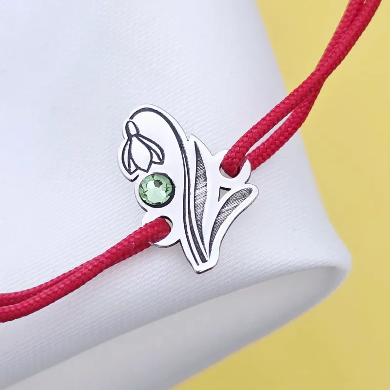 Ezüst Hóvirág Karkötő Swarovski kristállyal és állítható zsinórral