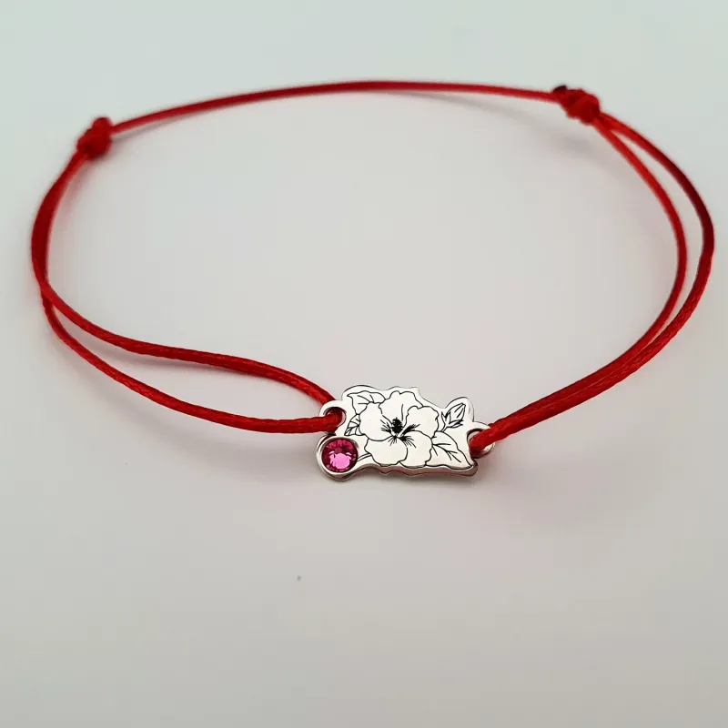 Karkötő Virág levelekkel - Ezüst 925 - Swarovski kristály - állítható zsinór