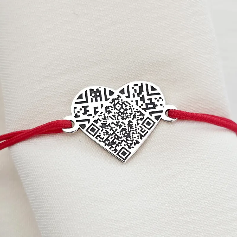 QR Kód Karkötő - Szívből Jövő Üzenet - Állítható Zsinór