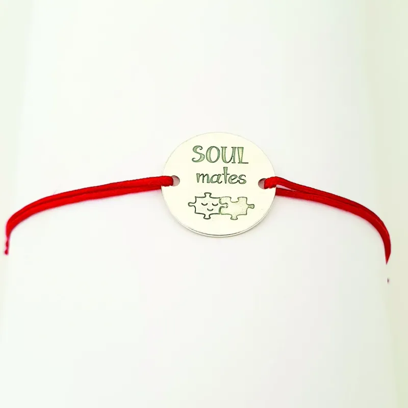 Soulmates karkötő - 925 ezüst, piros zsinór